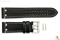 Luminox 1828 1848 Field 23mm Black Leather Watch Band Strap w/ 2 Pins