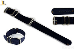 20mm Fits Luminox Nylon Woven Dark Blue Watch Band Strap 4 S/S Rings