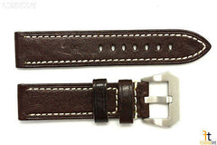 24mm Dark Brown Textured Leather Watch Band Strap Fits Luminox Anti-Allergic