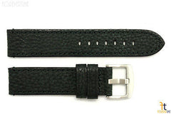 20mm Black Textured Leather Watch Band w/Stitches Fits Luminox Anti-Allergic