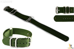 20mm Fits Luminox Nylon Woven Green Watch Band Strap 4 S/S Rings