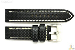 22mm Carbon Fiber Leather Black Watch Band Strap Fits Luminox Anti-Allergic