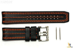 Luminox 1128 Tony Kanaan 26mm Leather Black / Orange Watch Band Strap 1120