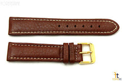 20mm Genuine Brown Leather Watch Band Strap Gold Tone Buckle for Heavy Watches