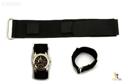 18mm Nylon Woven Black Watch Band Strap Stainless Steel  Ring