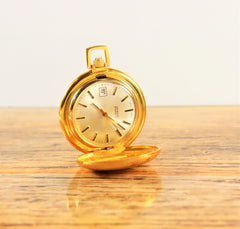 Swiss Made by Evaco SA Gold Plated Mechanical Wind Up Pocket Watch 1970's