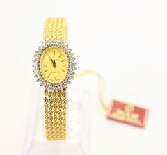 JAGUAR Ladies Watch Swiss Made Quartz Movement 14k Gold with Diamonds1990's Vintage NEW with Box