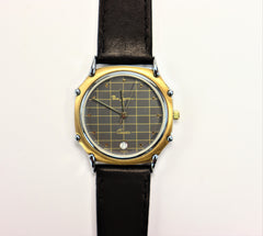 Pierre Lannier Watch Two Tone Stainless Steel Gold Plated Grid Dial