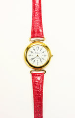 Pierre Lannier Watch Red Leather Band White Dial French Made Vintage New 1990's
