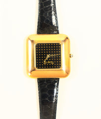 Pierre Lannier Watch Gold Plated Square French Made Vintage New 1990's Unisex