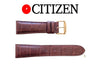 24mm Men's Citizen Genuine Leather Brown Textured Watch Band Strap