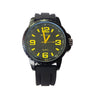 Montres Carlo Fashion Watch Large Faced Unisex Black Rubber Band (Yellow Numerals)