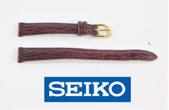 13mm Ladies Seiko Original Genuine Leather Burgundy Watch Band Strap