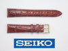 18mm Seiko Original Genuine Leather Brown Textured Watch Band Strap