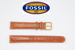 16mm Fossil Original Genuine Leather Brown Textured Watch Band Strap