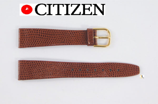 18mm Citizen Genuine Leather Brown Textured Watch Band Strap
