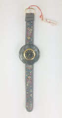 Pierre Lannier "Flower Power" watch Floral Canvas Band French Made 1990's