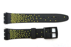 17mm Men's Black / Yellow Replacement Watch Band Strap fits SWATCH watches