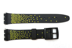 12mm Ladies Black / Yellow PVC Replacement Watch Band Strap fits SWATCH watches