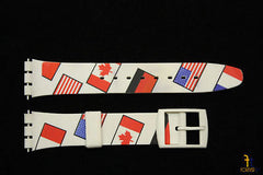 17mm  Country Flags Soft PVC Replacement White Watch Band Strap fit SWATCH watch