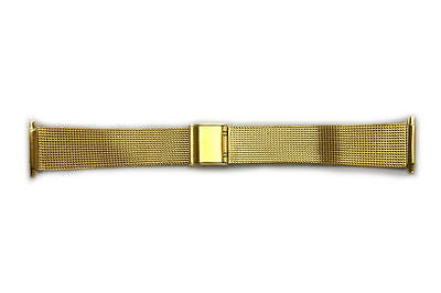 16 - 22mm Stainless Steel Metal (Gold Tone) Adjustable Mesh Watch Band Strap - Forevertime77