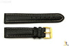 20mm Genuine Black Leather Watch Band Strap Gold Tone Buckle for Heavy Watches - Forevertime77