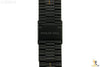 18mm Black Stainless Steel Metal Adjustable Clasp Watch Band w/ Gold Inserts - Forevertime77