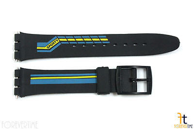 12mm Ladies Blue/Yellow Stripes Replacement Watch Band Strap fits SWATCH watch - Forevertime77