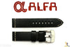 ALFA 24mm Black Smooth Genuine Leather Watch Band Strap Anti-Allergic Heavy Duty - Forevertime77