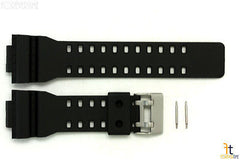16mm Compatible Fits CASIO GA-100 G-Shock Black Rubber Watch Band GA-300 GA-120 w/2 Pins