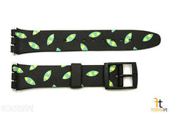 17mm Men's Green/Yellow Oval Shape Watch Band Strap Compatible  SWATCH watches