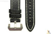 ALFA 24mm Black Genuine Textured Leather Watch Band Strap Anti-Allergic - Forevertime77