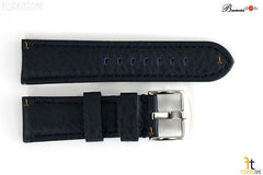 Bandenba 24mm Genuine Blue Textured Leather Panerai Stitched Watch Band Strap