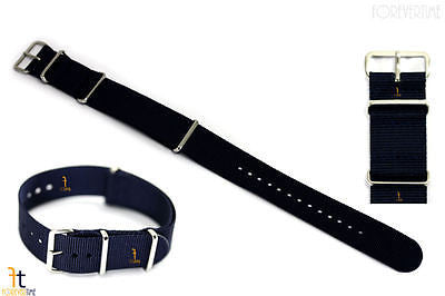 20mm Heavy Duty High End Fits Swiss Army  Navy Blue Woven Watch Band 3 Loops - Forevertime77