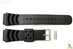 22mm for TIMEX  Q7B722  Divers Heavy Black Plastic Watch Band Strap w/ 2 Pins