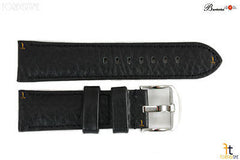 Bandenba 24mm Genuine Black Textured Leather Panerai Stitched Watch Band Strap