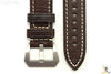ALFA 24mm Dark Brown Genuine Textured Leather Watch Band Strap Anti-Allergic - Forevertime77