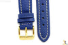 18mm Genuine Blue Leather Watch Band Strap Gold Tone Buckle for Heavy Watches - Forevertime77