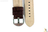 Bandenba 22mm Genuine Dark Brown Crocodile Grain Leather Stitched Watch Band - Forevertime77