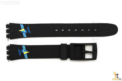 12mm Ladies Blue/Yellow Fish Design Black Watch Band Strap fits SWATCH watches - Forevertime77