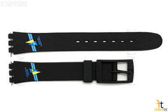 12mm Ladies Blue/Yellow Fish Design Black Watch Band Strap fits SWATCH watches