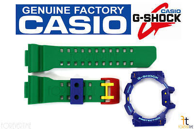 CASIO G-Shock GA-400-2A Original Green Rubber BAND & Blue BEZEL Combo - Forevertime77