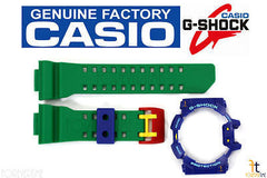 CASIO G-Shock GA-400-2A Original Green Rubber BAND & Blue BEZEL Combo