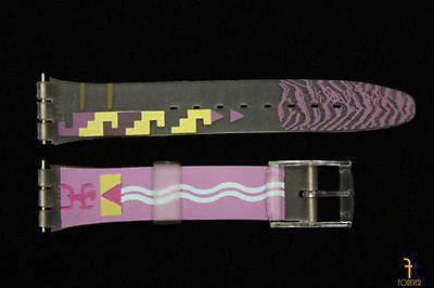 17mm  Purple/Yellow Tribal Design Clear PVC Watch Band Strap fits SWATCH watch - Forevertime77