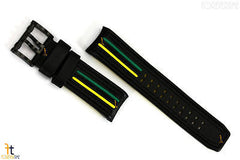 Luminox 1148 Tony Kanaan 26mm Black Leather  w/ Green & Yellow Watch Band Strap