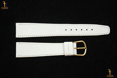 18mm Genuine White French Leather Watch Band Strap Silver Tone Buckle