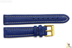 18mm Genuine Blue Leather Watch Band Strap Gold Tone Buckle for Heavy Watches