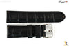Bandenba 24mm Genuine Black Crocodile Grain Leather Stitched Watch Band Strap - Forevertime77