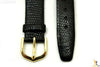 18mm Genuine Black Lizard Skin Watch Band Strap Gold Tone Buckle - Forevertime77