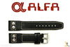 ALFA 24mm Black Genuine Smooth Leather RIVET Watch Band Strap Anti-Allergic - Forevertime77